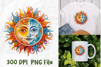 Hippie Retro Sun And Moon