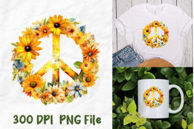 Yellow Hippie Peace Sign Sunflowers