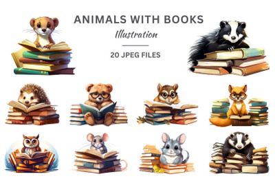 Animals With Books Clipart