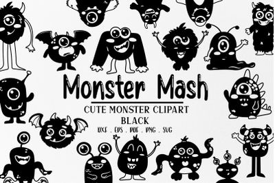 Cute Black Monsters svg | Cute Halloween svg clipart | Monster svg | S