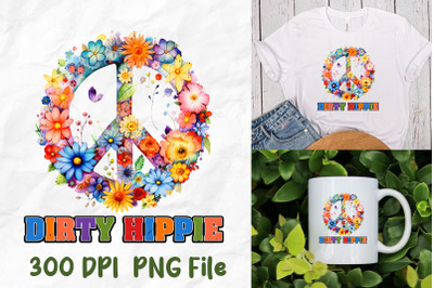 Dirt Hippie Flowers Peace Sign