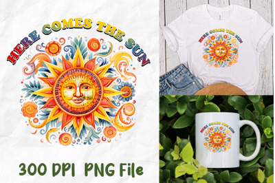 Here Comes The Sun Retro Hippie Sun