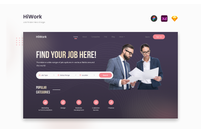 HiWork - Clean Professional Job Finder Hero Image