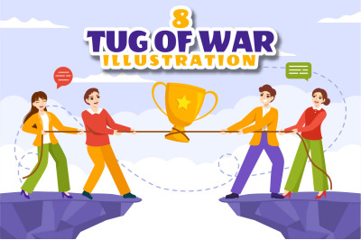 8 Tug of War Vector Illustration