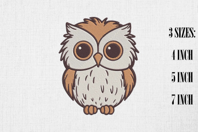 Cute Kawaii Owl Embroidery Design