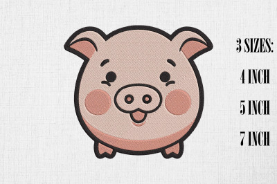 Cute Pig Embroidery Design