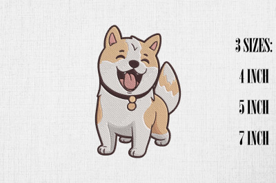 Cute Kawaii Akita Dog Embroidery Design