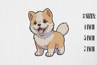 Cute Akita Dog Embroidery Design