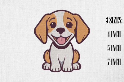 Cute Kawaii Beagle Dog Embroidery Design