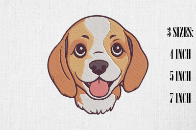 Cute Beagle Dog Embroidery Design