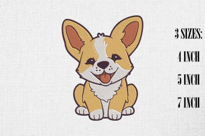 Cute Corgi Embroidery Design