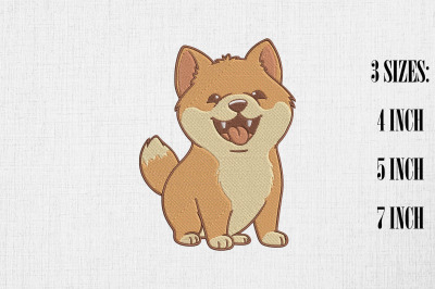 Cute Shiba Inu Dog Embroidery Design