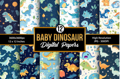 Baby Dinosaur Seamless Pattern Digital Papers