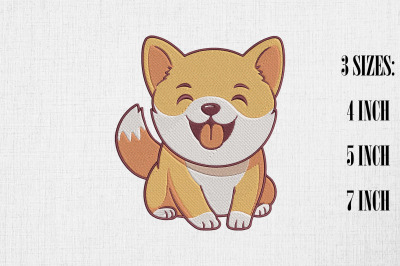 Kawaii Shiba Inu Dog Embroidery Design