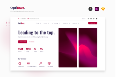 OptiBuzz - Simple Magenta SEO Digital Marketing Agency Hero Image