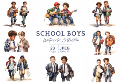 School Boys Watercolor