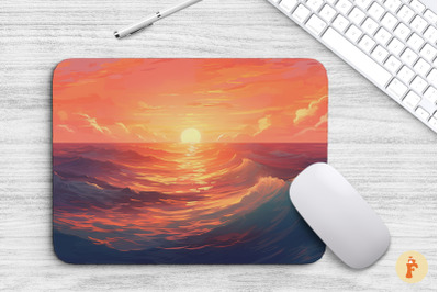 Soft Gradient Sunset Ocean Mouse Pad