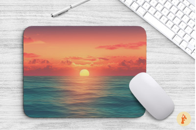 Tranquil Ocean Sunset Mouse Pad