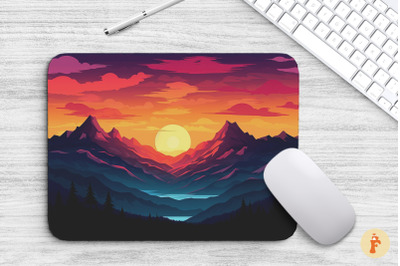 Mountain And Sunset Mouse Pad