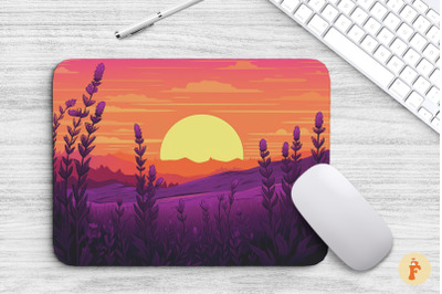 Sunset Over Field Of Lavender Mouse Pad