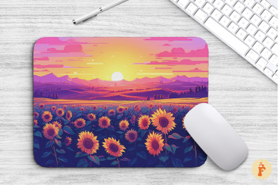 Sunset Over Sunflower Field Mouse Pad