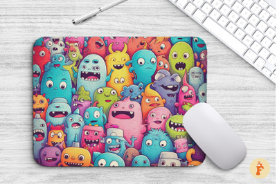 Colorful Kawaii Monsters Mouse Pad