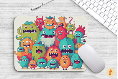 Doodle of funny Monsters Mouse Pad