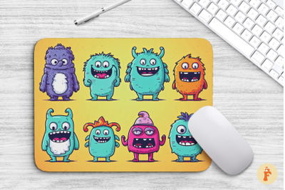 Cartoon Doodle of Monsters Mouse Pad