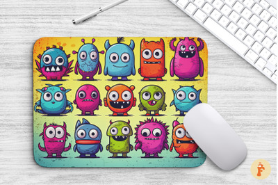 Cute Cartoon Monsters Mouse Pad