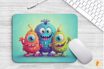 Cute Big Eye Monsters Mouse Pad