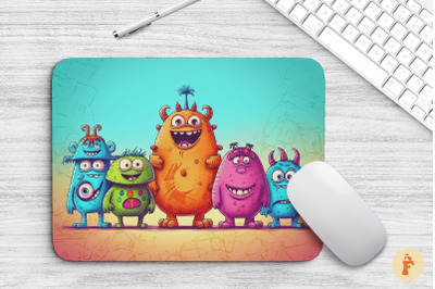 Cartoon Drawing Monsters Mouse Pad