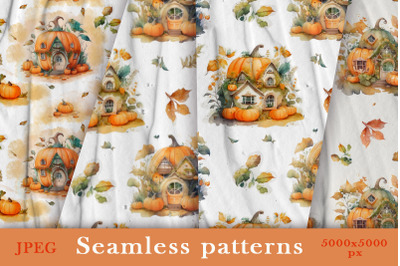 Seamless patterns with fabulous pumpkins
