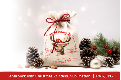 Santa Sack with Christmas Reindeer, Sublimation