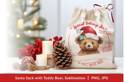 Santa Sack with Teddy Bear, Sublimation