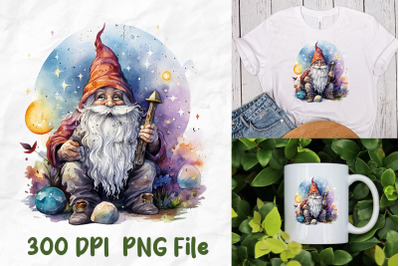 Hippie Gnome Universe Retro Moon Stars