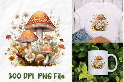 Hippie Mushrooms Garden Retro