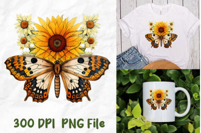 Hippie Moth Sunflowers Retro Vintage