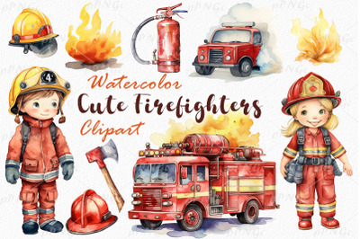 Firefighters Watercolor Clipart