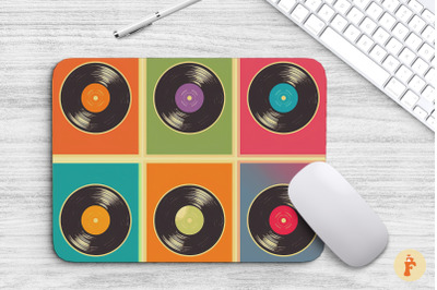 Vintage Vinyl Records Pop Art Mouse Pad