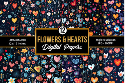 Floral Heart Seamless Pattern Backgrounds