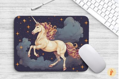 Vintage Unicorn On Clouds Mouse Pad