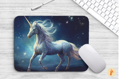 Aesthetic White Unicorn Mouse Pad