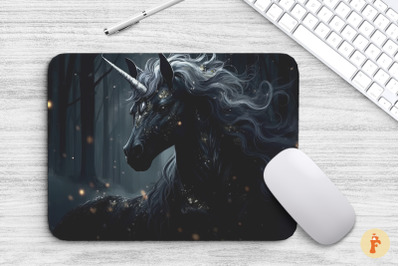 Mystical Black Unicorn Mouse Pad