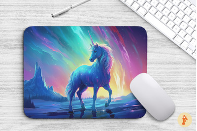 Unicorn Under Northern Lights Mouse Pad