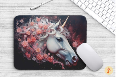 Gorgeous Silver Unicorn Head Mouse Pad