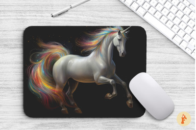 Majestic White Unicorn Mouse Pad