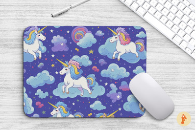 Cute Unicorn And Cloud Pattern Mouse Pad