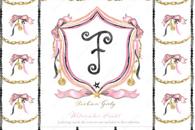 Fashion Girl Wedding Family Crest DIY Digital papers Watercolor Clipar