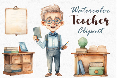 Watercolor Teacher Clipart
