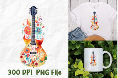 Hippie Rock Guitar Groovy Wild Flowers